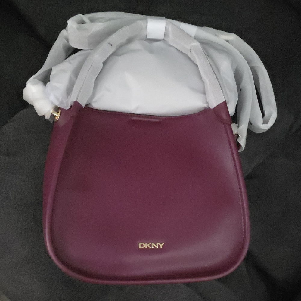 DKNY Plum Shoulder Bag with Gold Accents